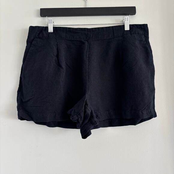 Loft Black Linen Blend Shorts Relaxed Side Pockets Women's Size Large - Picture 1 of 7